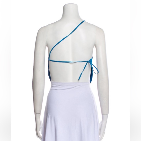 Paloma Wool One-shoulder Sleeveless Crop Top Blue in Small - Picture 3 of 3